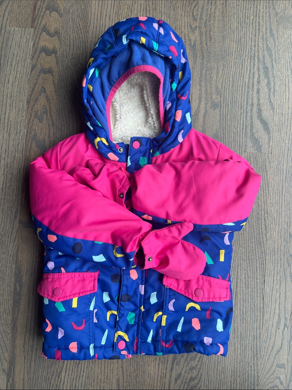 Cat & Jack Pink and Blue Hooded Winter Jacket 4T